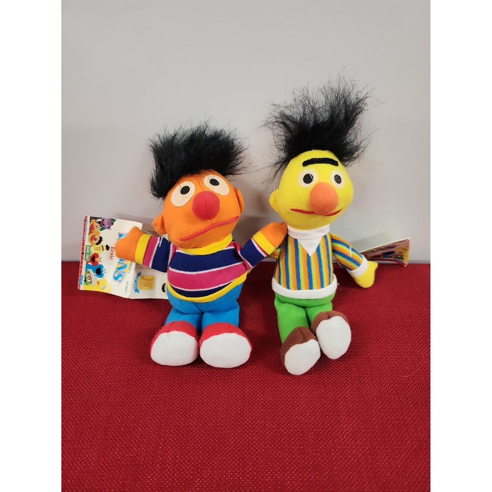Vintage TYCO Sesame Street Bean Bag Plush 1997 Bert & Ernie 8"